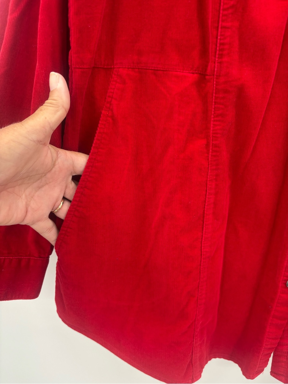J. Jill Red Corduroy Long-Sleeve Button-Down Tunic Top in Red Size Large - Picture 7 of 7